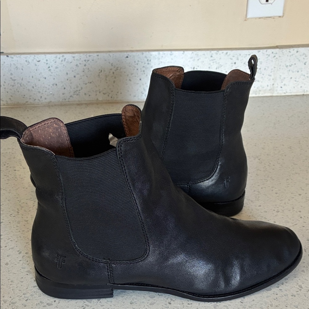 Frye Black Leather Ankle Boots